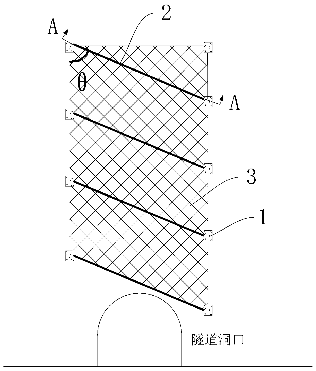 Tunnel high and steep slope dangerous rock falling rock protection structure and constructing method