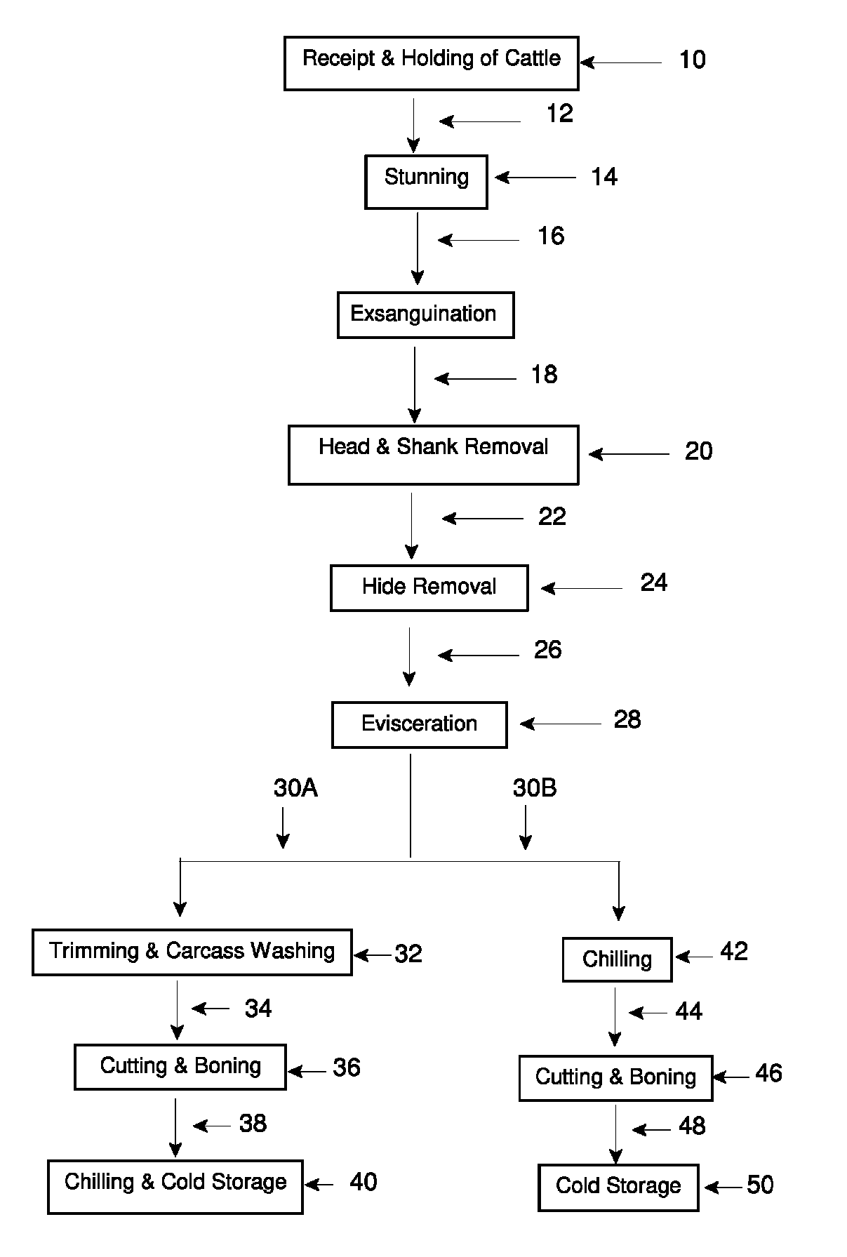 Microbiocidal control in the processing of meat-producing four-legged animals