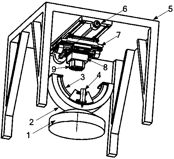 Photoelectric aiming system look-down tracking test method and test device for implementing the method