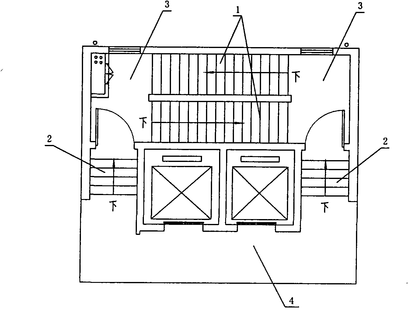 Method for improving high-rise building safe evacuation scissors staircase and structure thereof