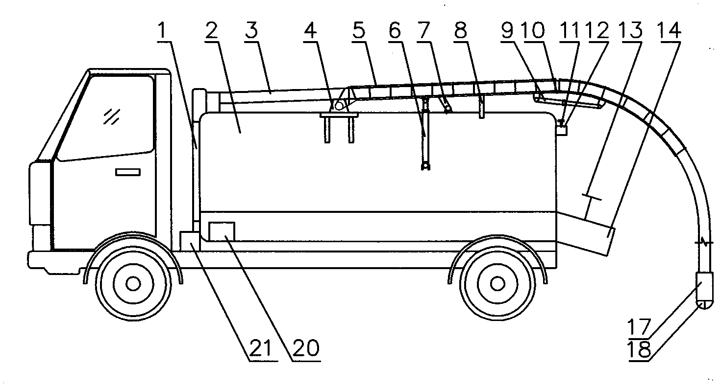 Truck for removing sludge from inspection well