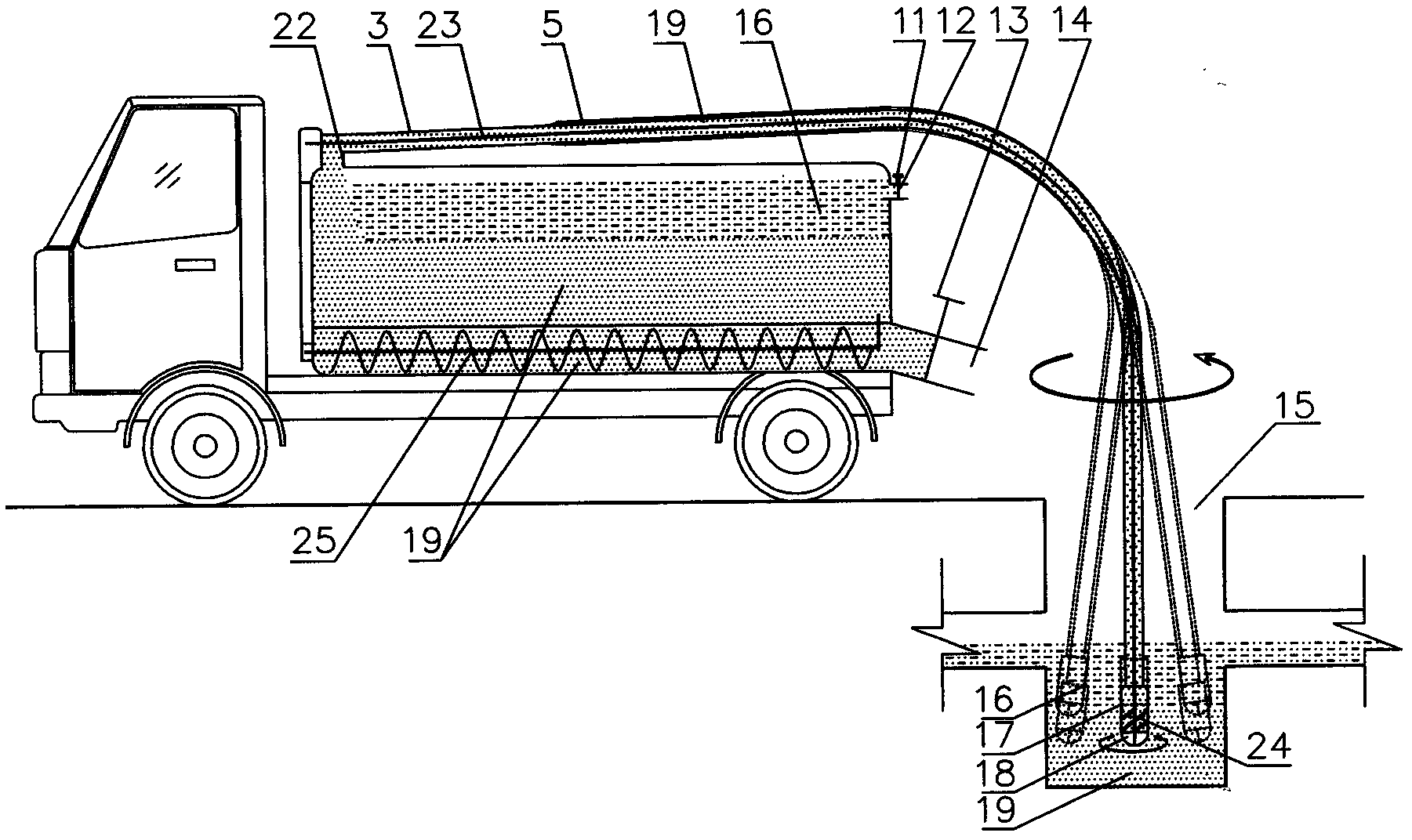 Truck for removing sludge from inspection well