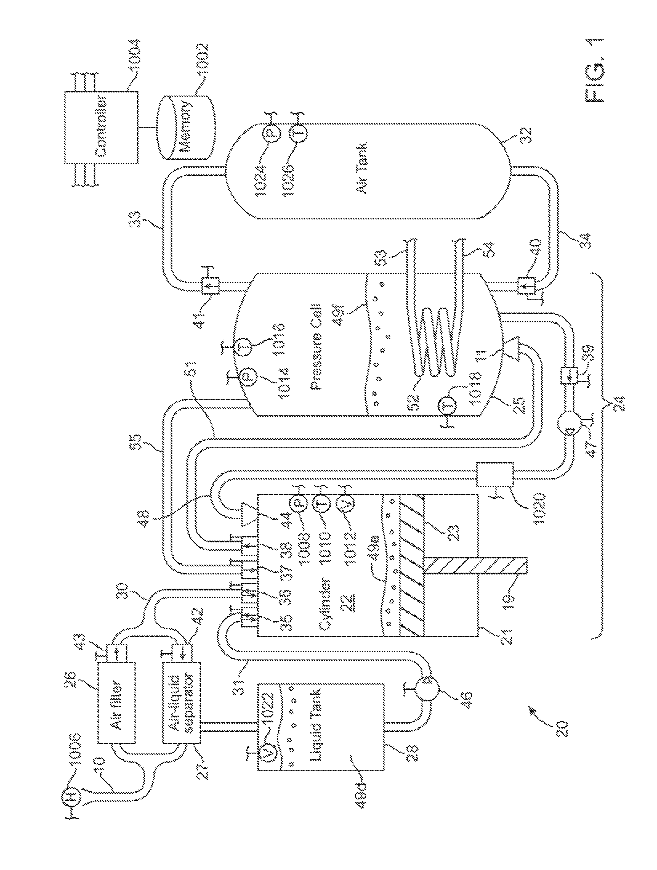 Compressed air energy storage system utilizing two-phase flow to facilitate heat exchange