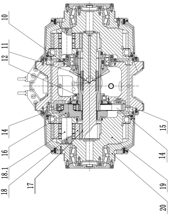 Internal spraying type cutting mechanism for horizontal-axis roadheader