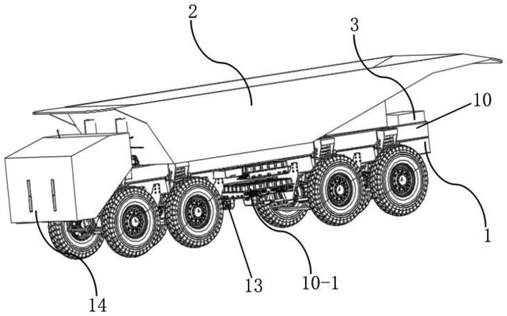 Hybrid bidirectional driving unmanned mining dump truck chassis