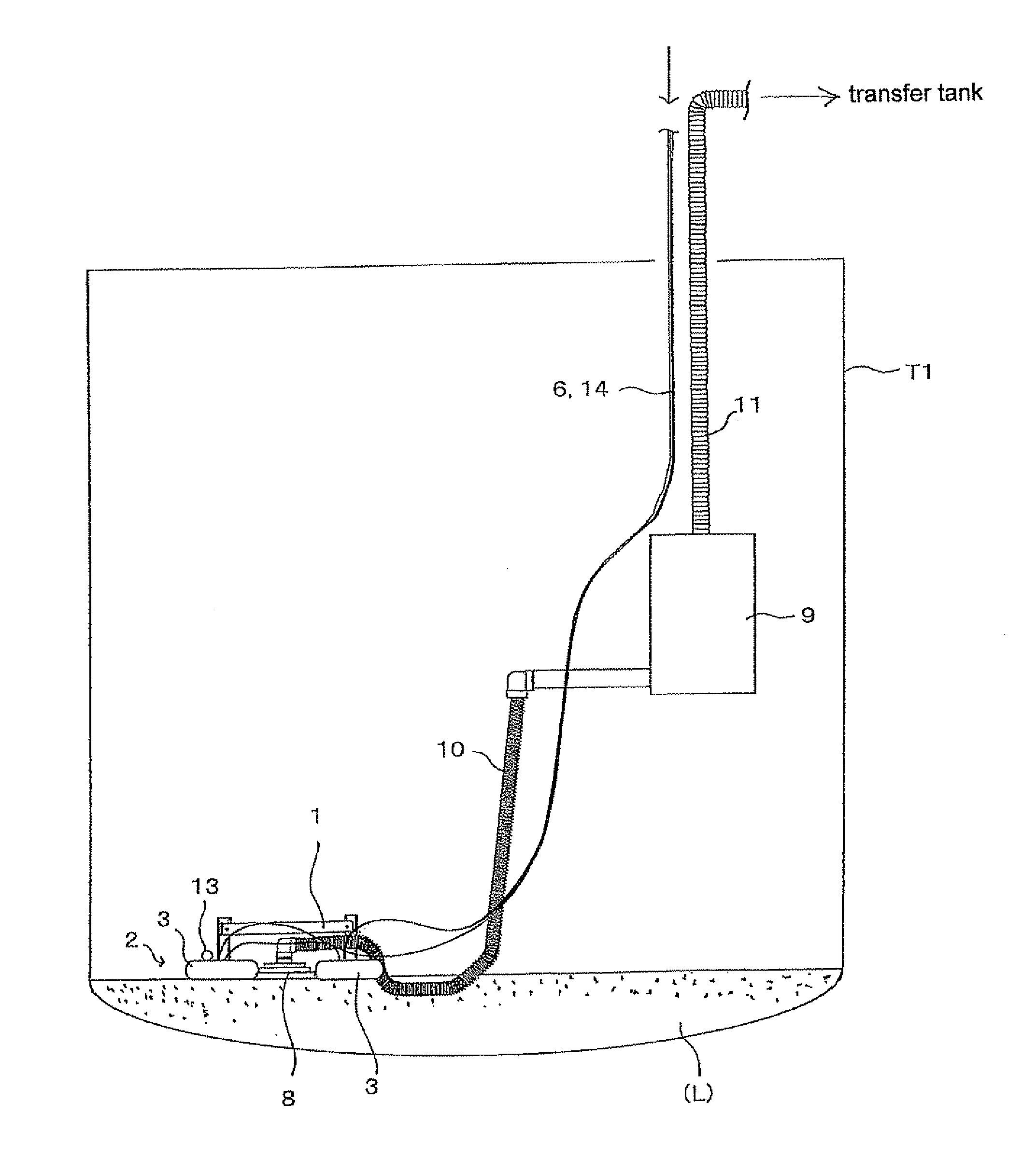 Residual radioactive sludge liquid suction apparatus