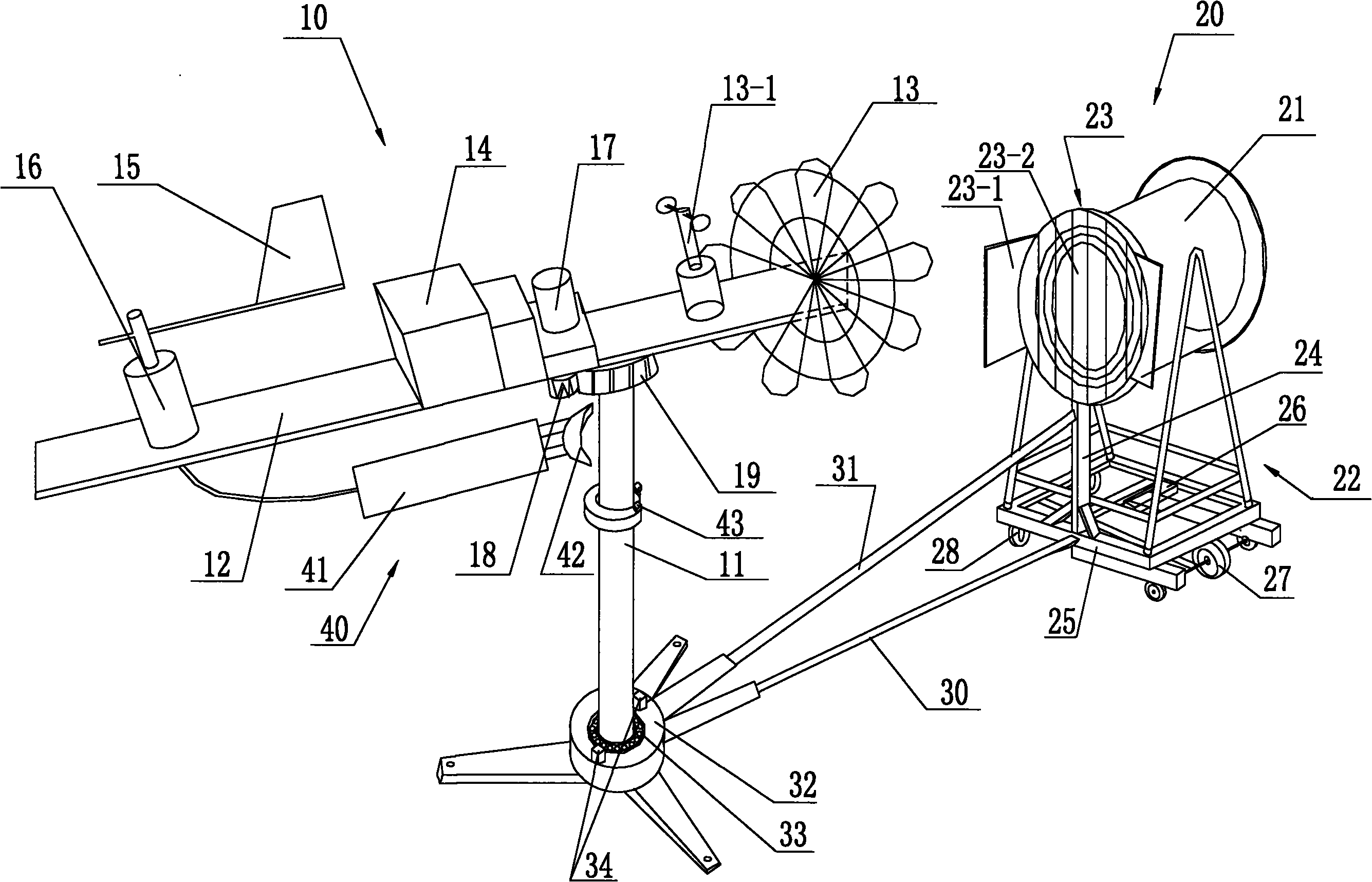 Wind direction tracking wind power generation simulating device