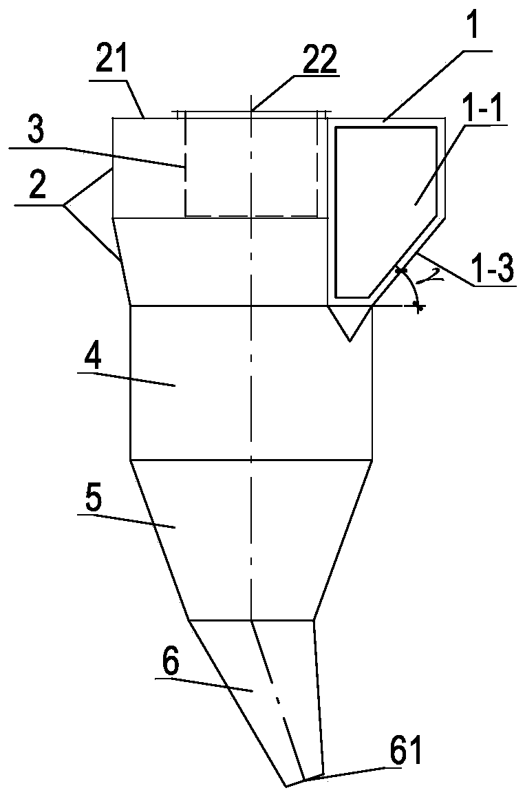 Efficient low-resistance cyclone and working method