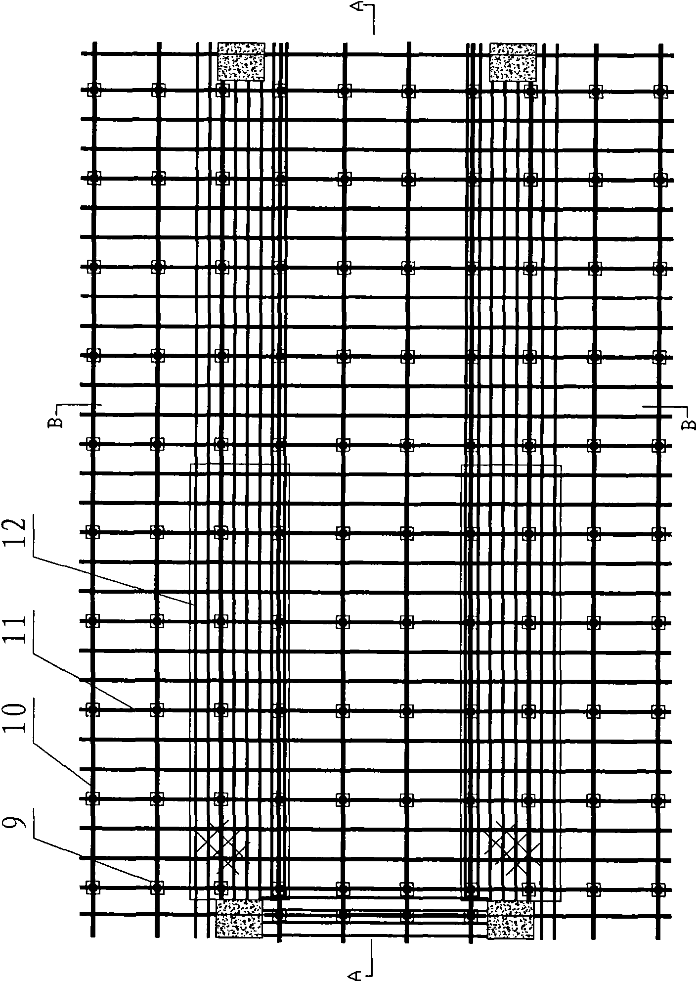 Construction method for support structure of coal tower template for tamping type coke oven