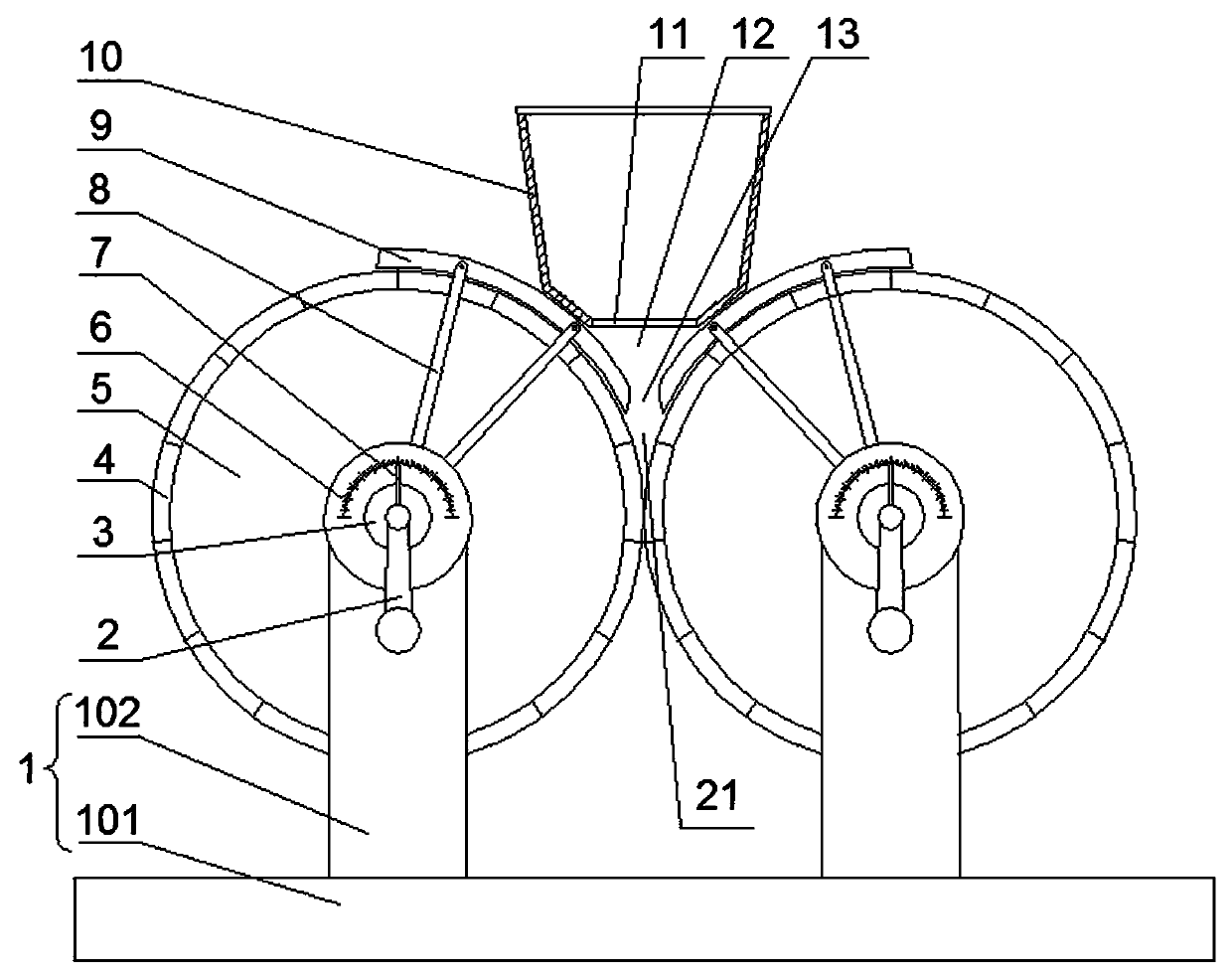 A non-screw self-feeding ball pressing machine