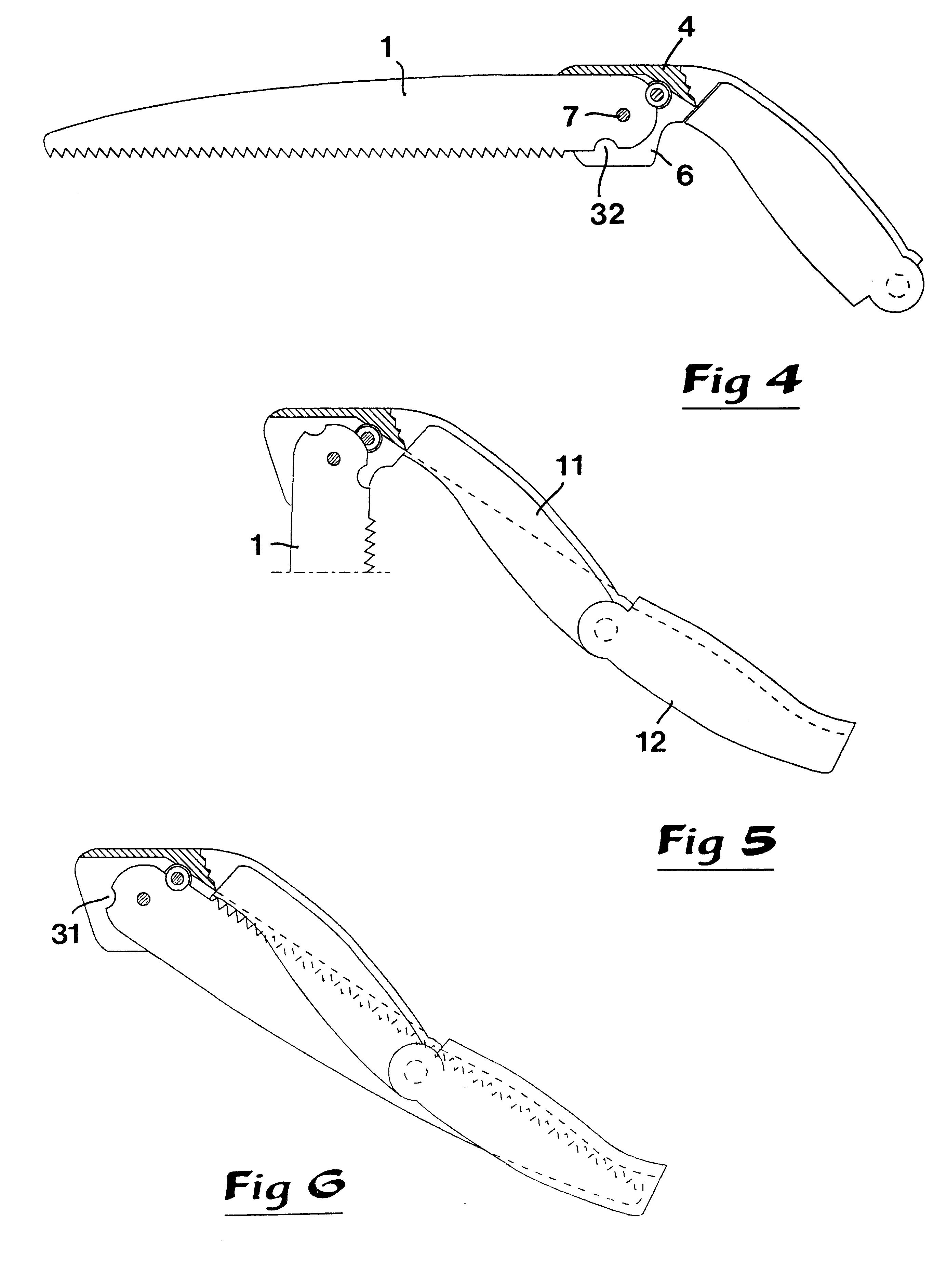 Hand saw having a handle including a pivoted protector for protecting a blade