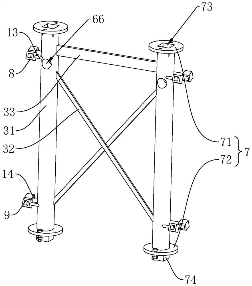 Main arch support structure of overpass bridge and installation method