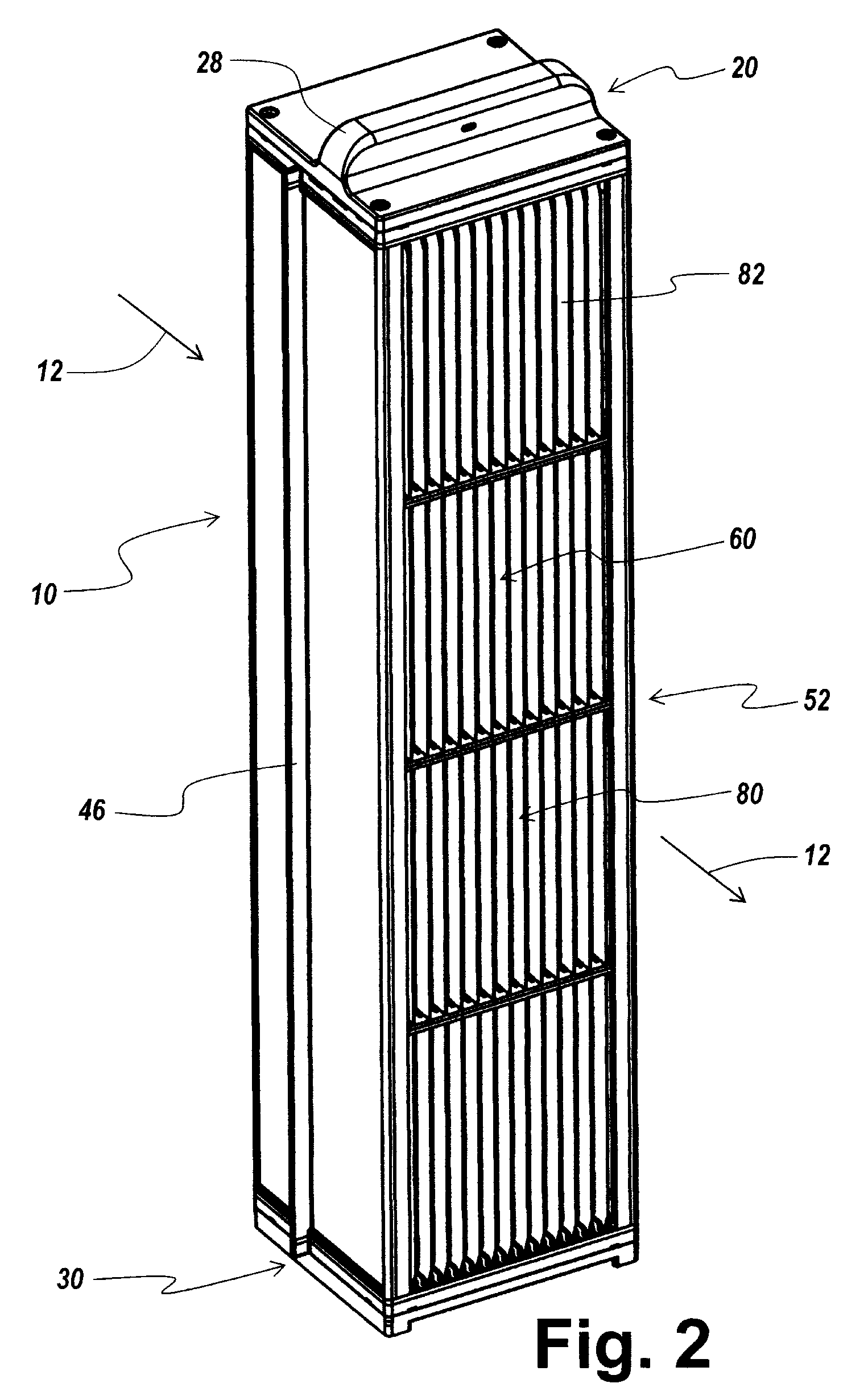 Electrostatic filter cartridge for a tower air cleaner