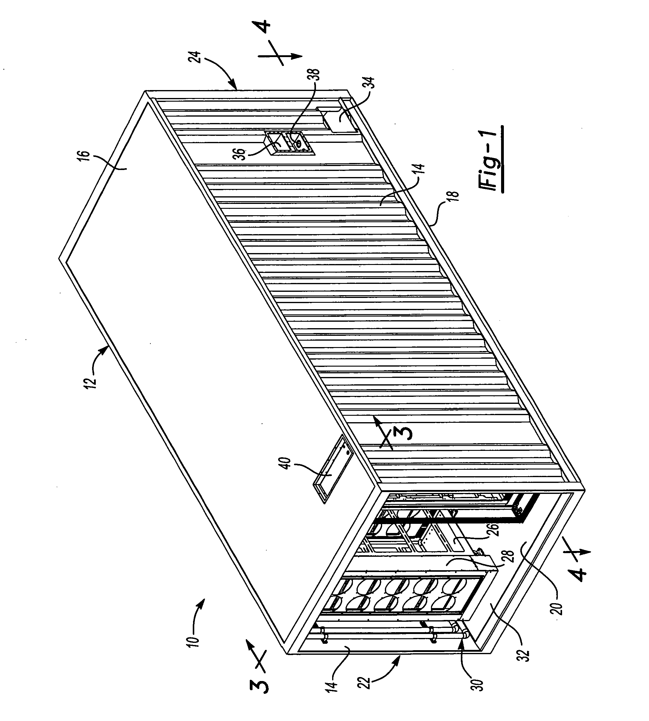 Cooling air flow loop for a data center in a shipping container