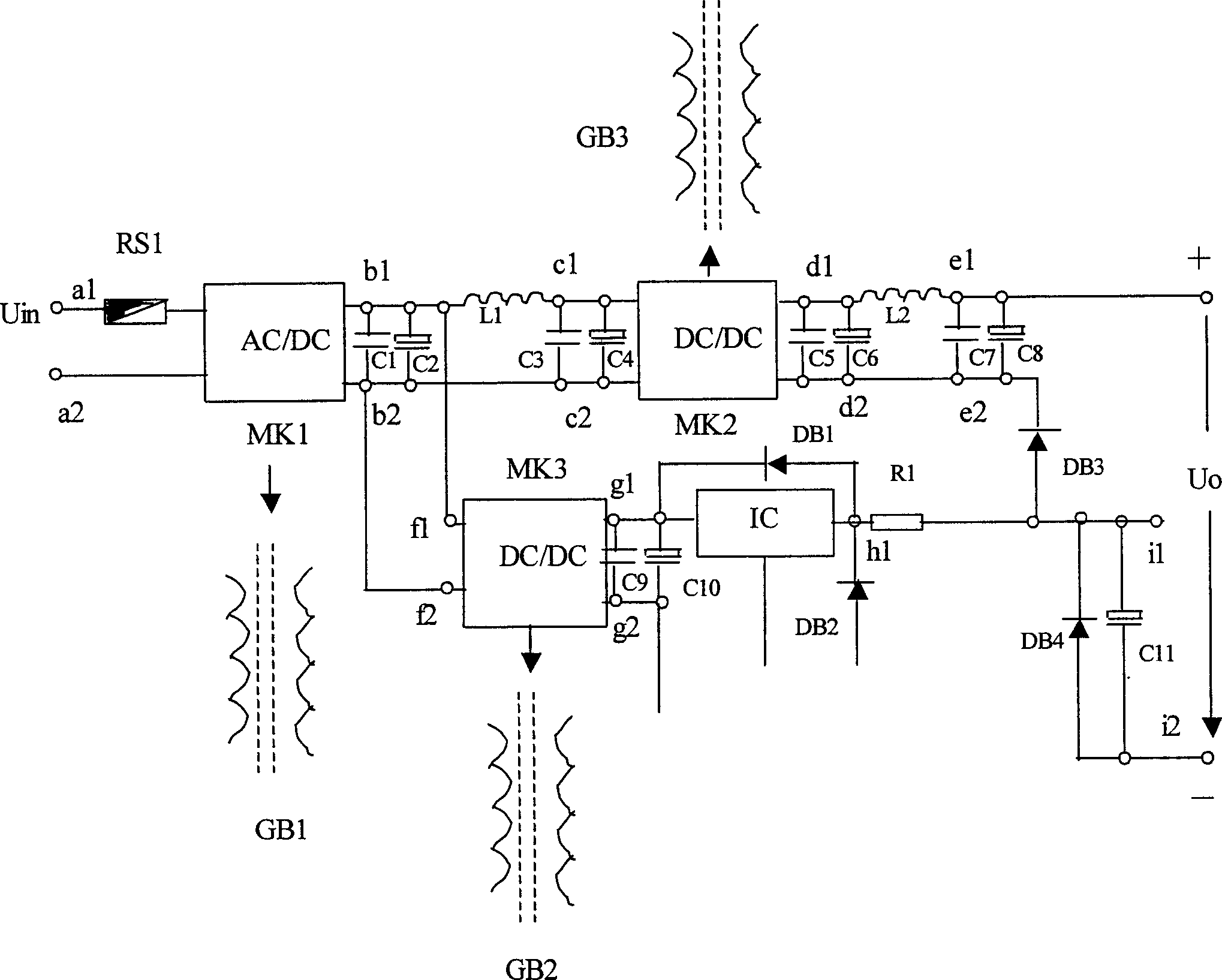 Isolated, following, impact-free, and primary/secondary power source switching numeric control regulator circuit structure