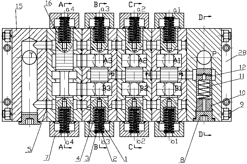 Liquid controlled multi-way valve