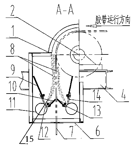 Dust collecting device at vertical straining portion of air cushion