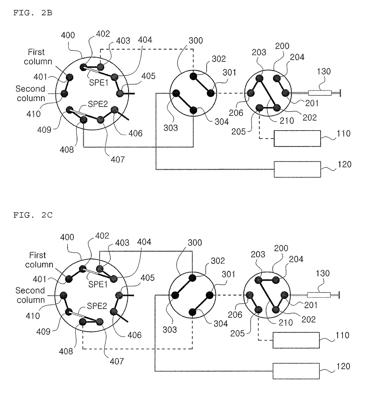 Dual online liquid chromatography device and control method thereof