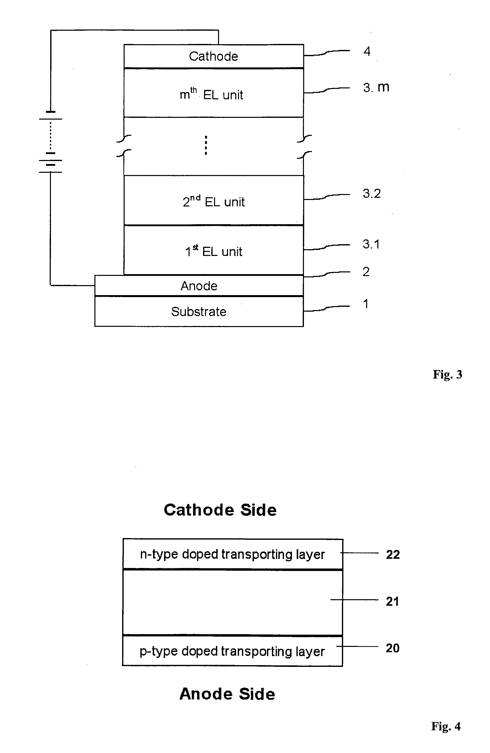 Electronic device with a layer structure of organic layers