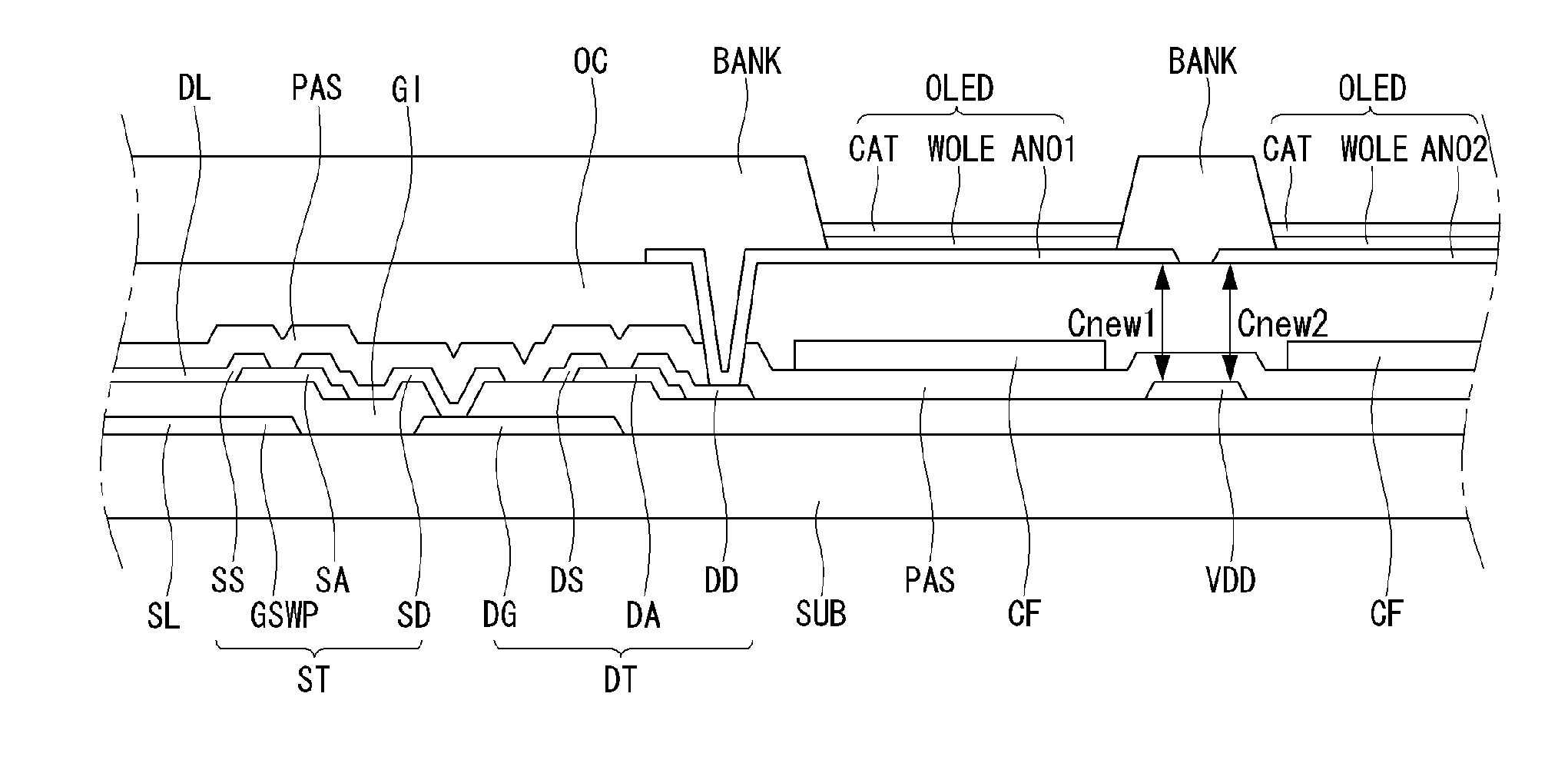 Organic light emitting diode display having high luminescence