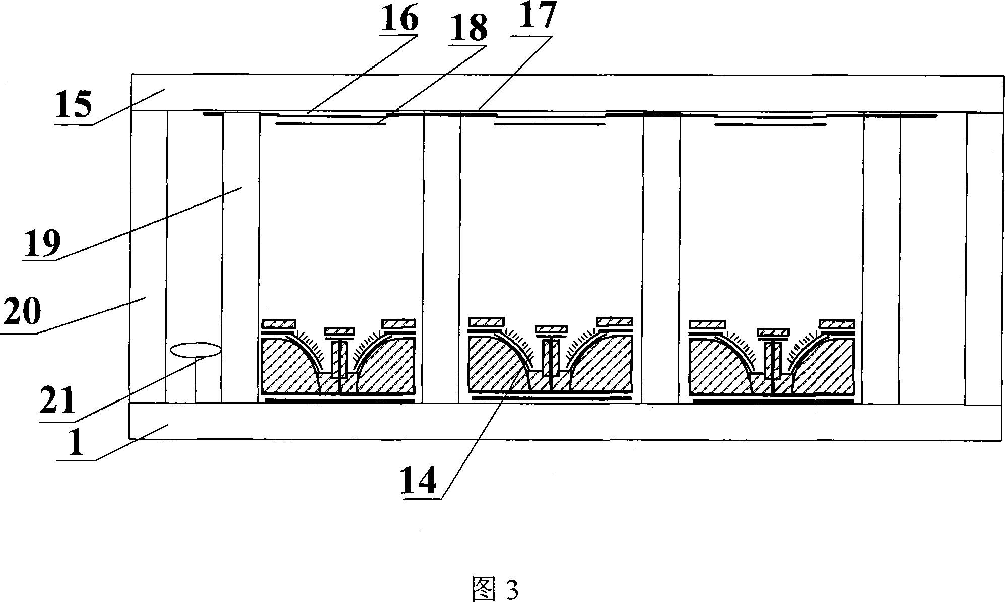 Planar display device with H-shaped sided-grid controlled structure and its production