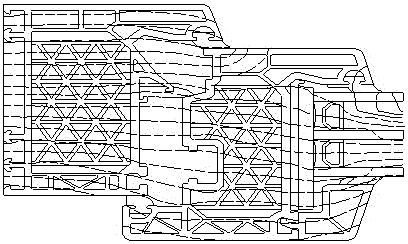 Plastic door and window frame sectional bar with triangular cavities and adopted composite material