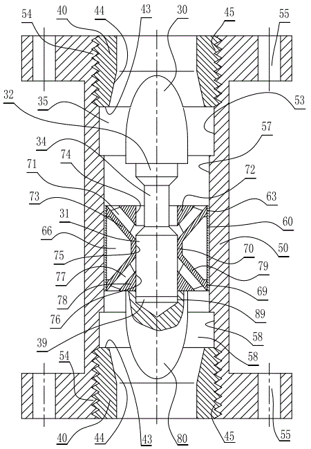 A flange joint two-plate diversion zinc alloy vertical one-way valve