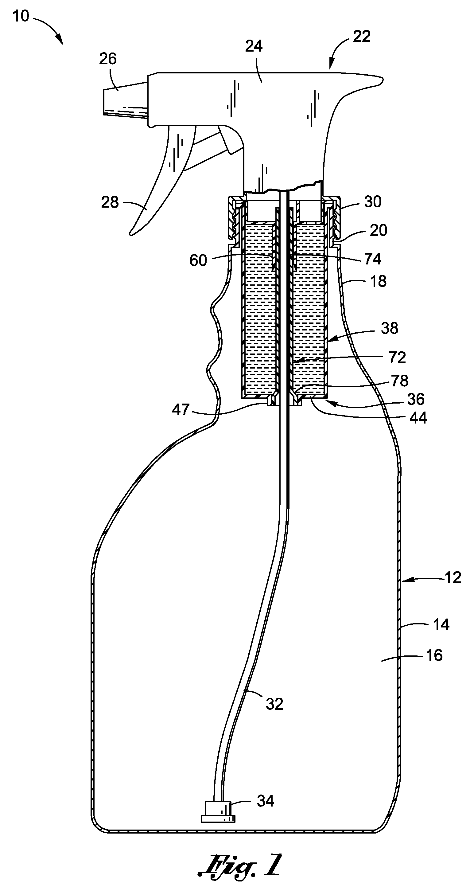 Spray bottle with refill cartridge