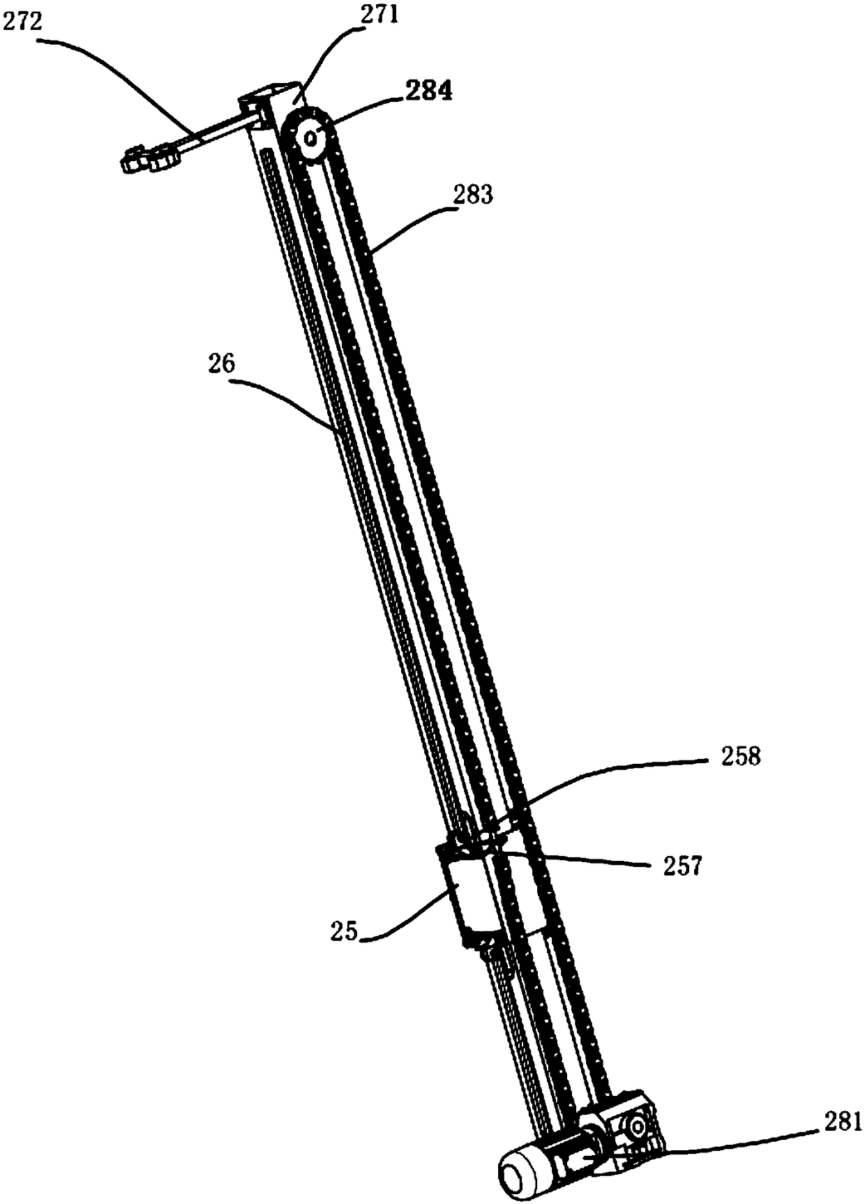 A conveyor frame applied to a logistics palletizer