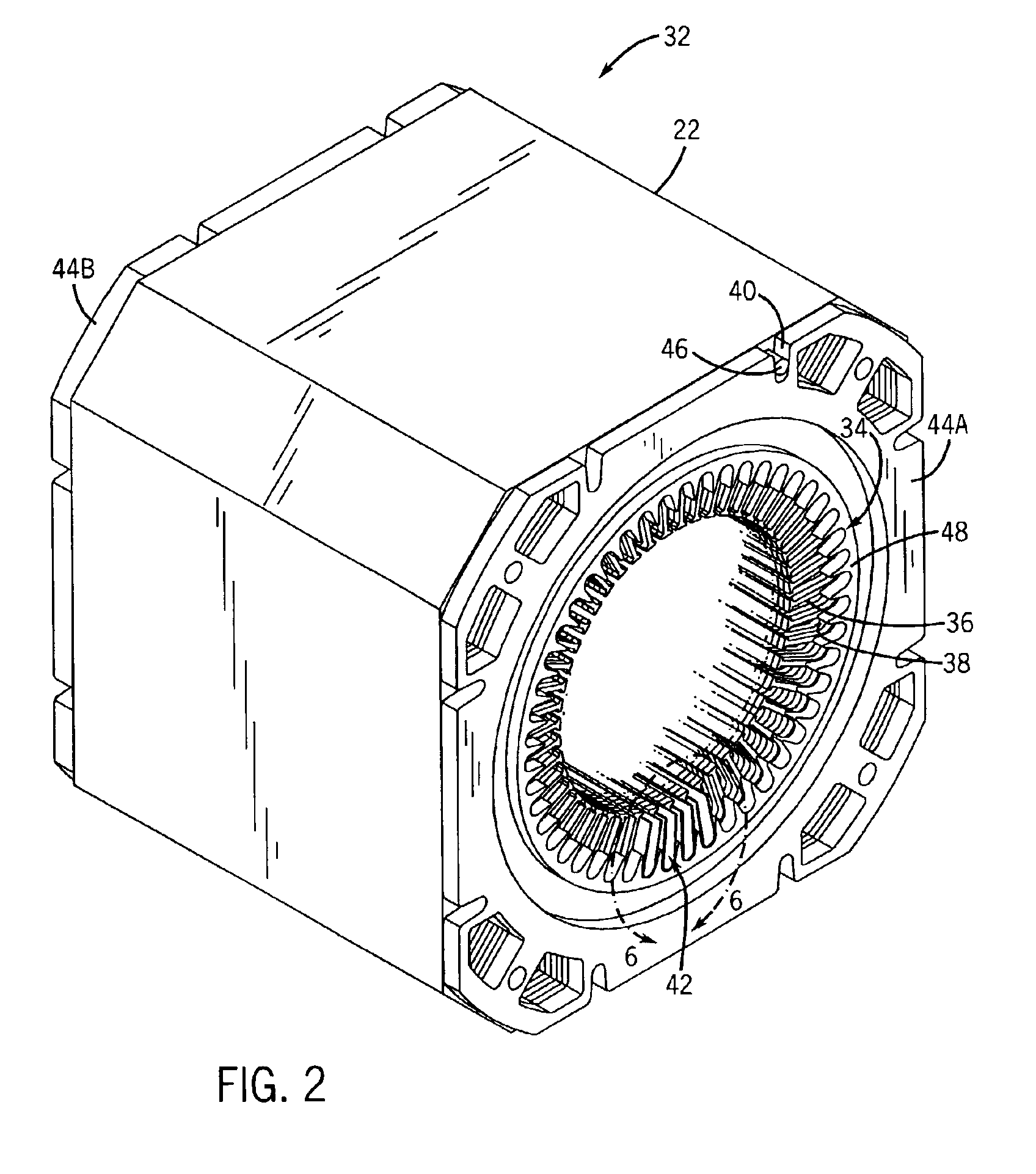 Electric apparatus having a stator with insulated end laminations within the central opening of end plates