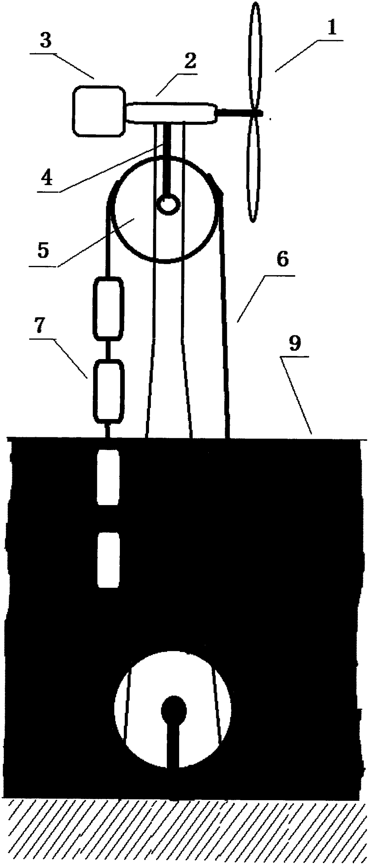 Combined type offshore wind power energy storage manner utilizing buoyancy and gravity