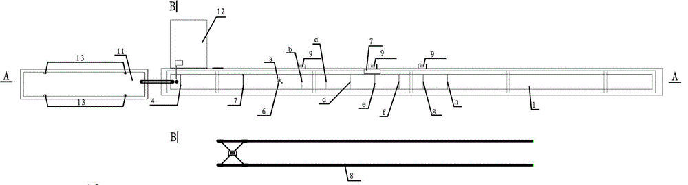 Test device and test method of occurrence and movement rule of temperature difference flow backward density current