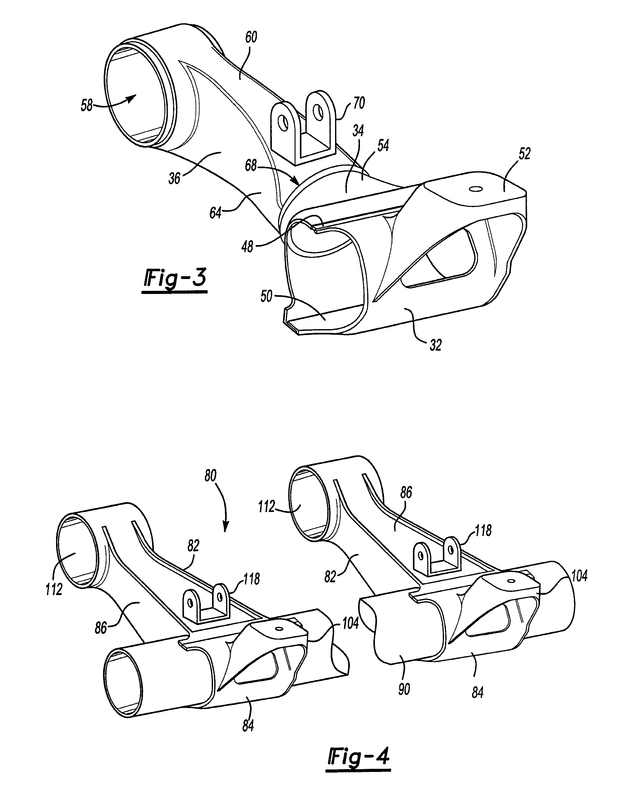 Cast trailing arm assembly for trailer suspension