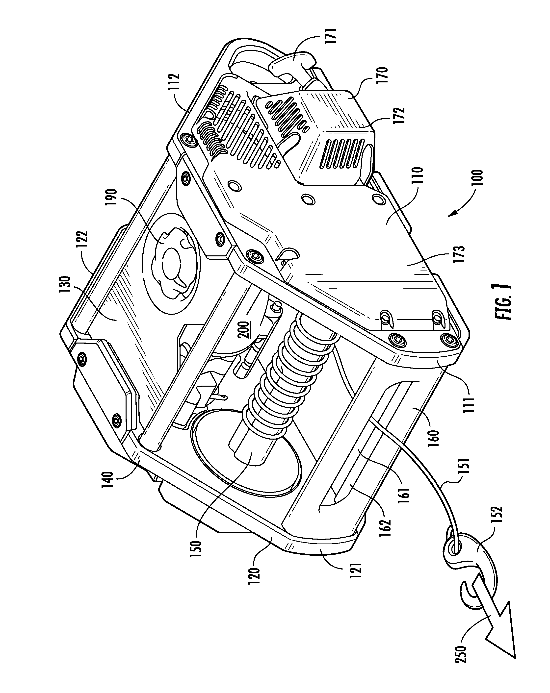 Gas powered self contained portable winch