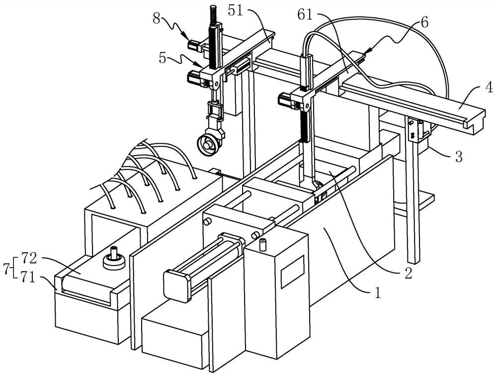 Die-casting machine discharging device for piston production