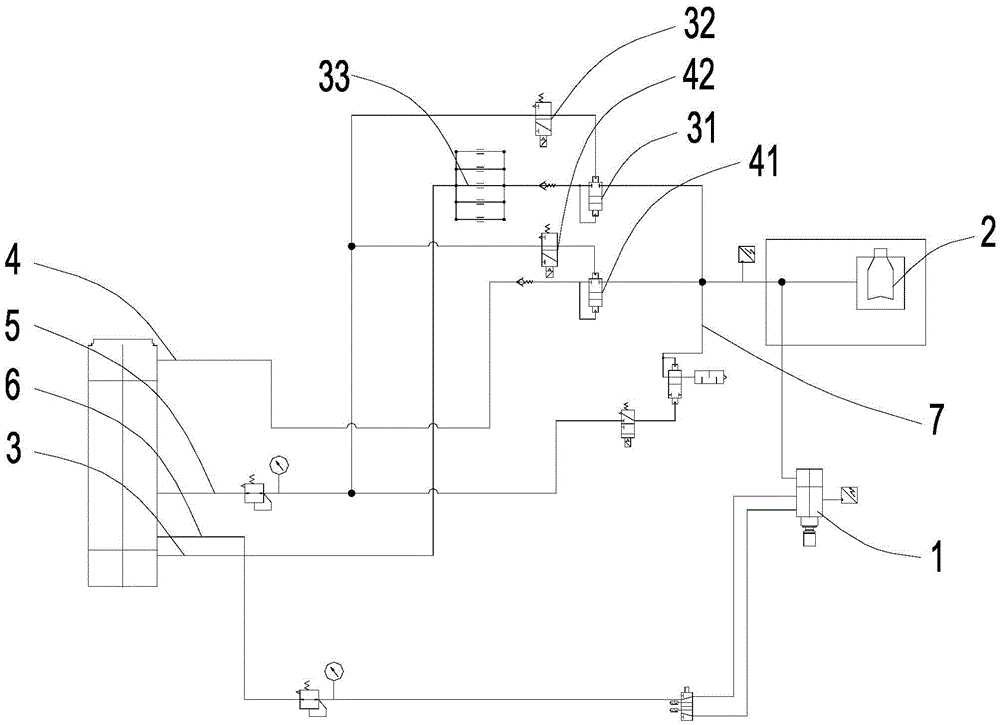 Complemental air circuit for bottle blowing machine