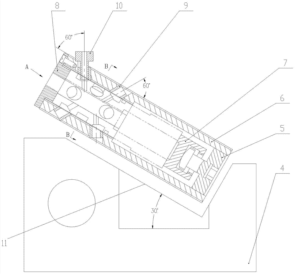 Drilling template for machining different direction inclined holes