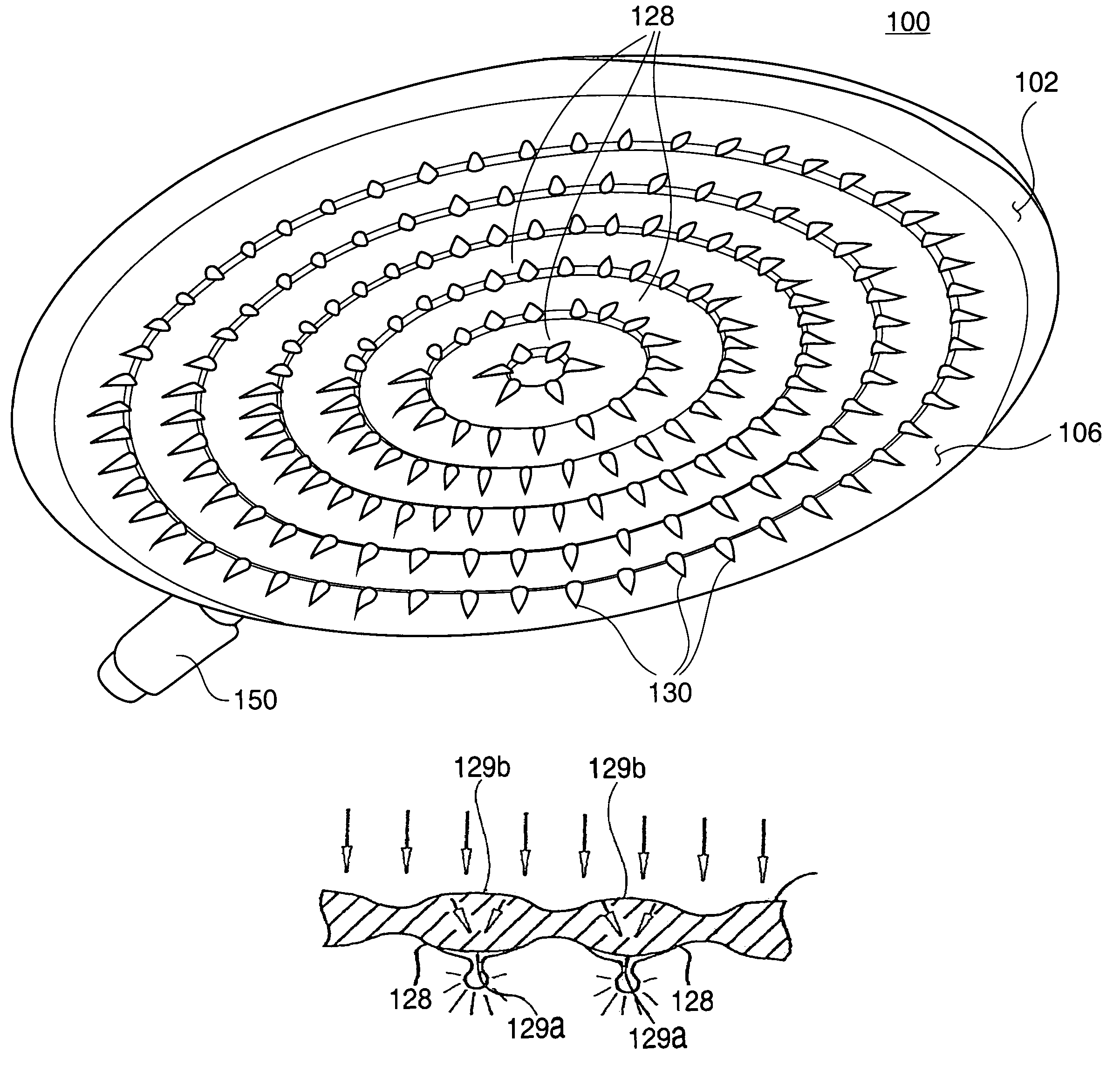 Showerhead with turbine driven light source