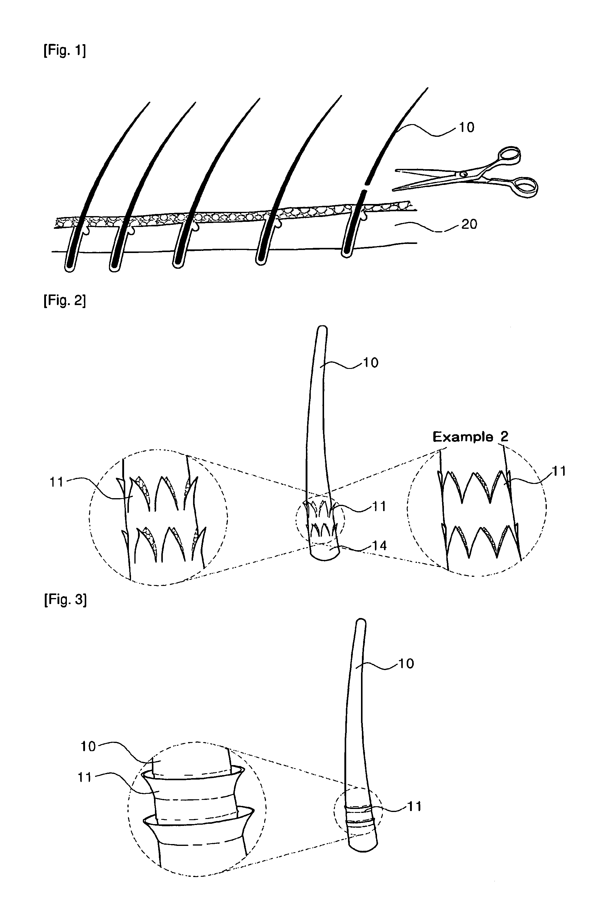 Structure of natural or artificial hair for transplantation and hair transplantation method using the same