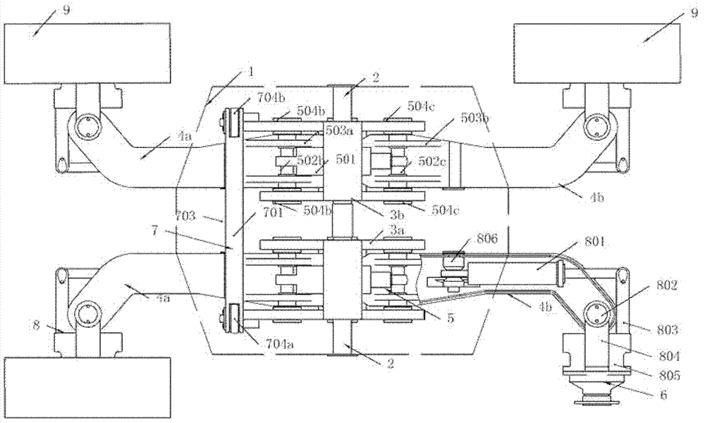 Engineering machine balancing rocker arm chassis travelling device