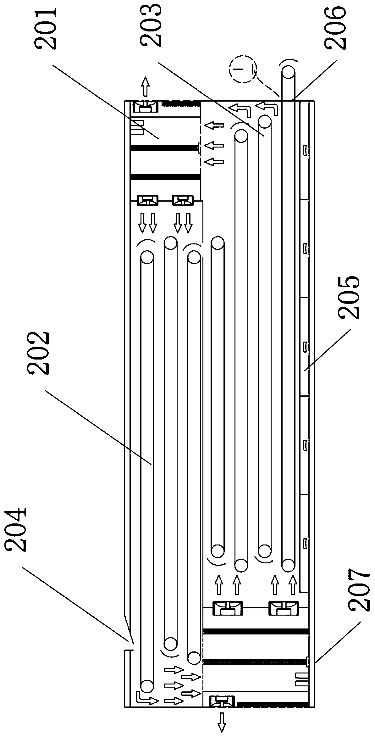 Cleaning, fixation and drying device and drying method thereof