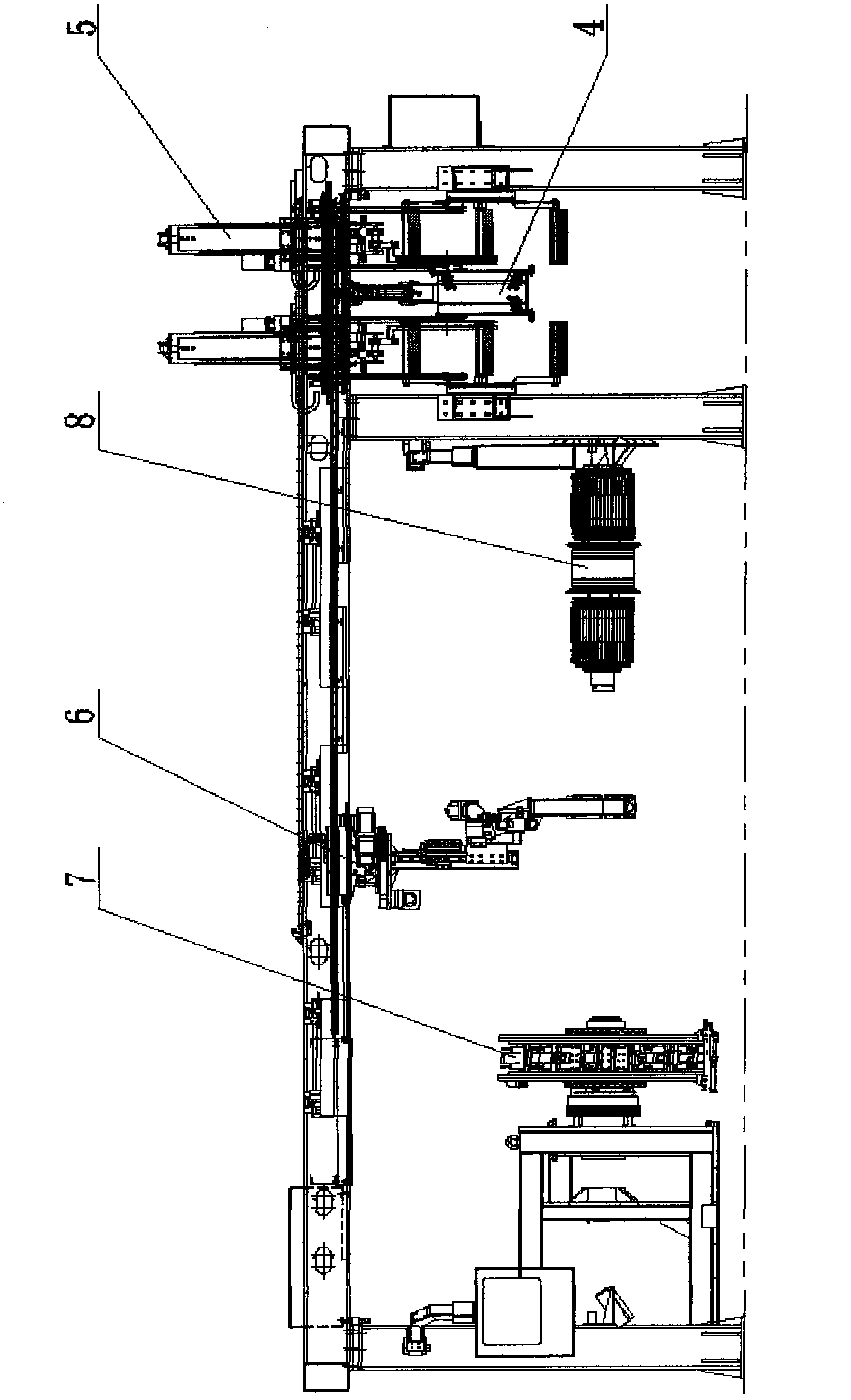 Automatic loading and unloading device of tire building machine