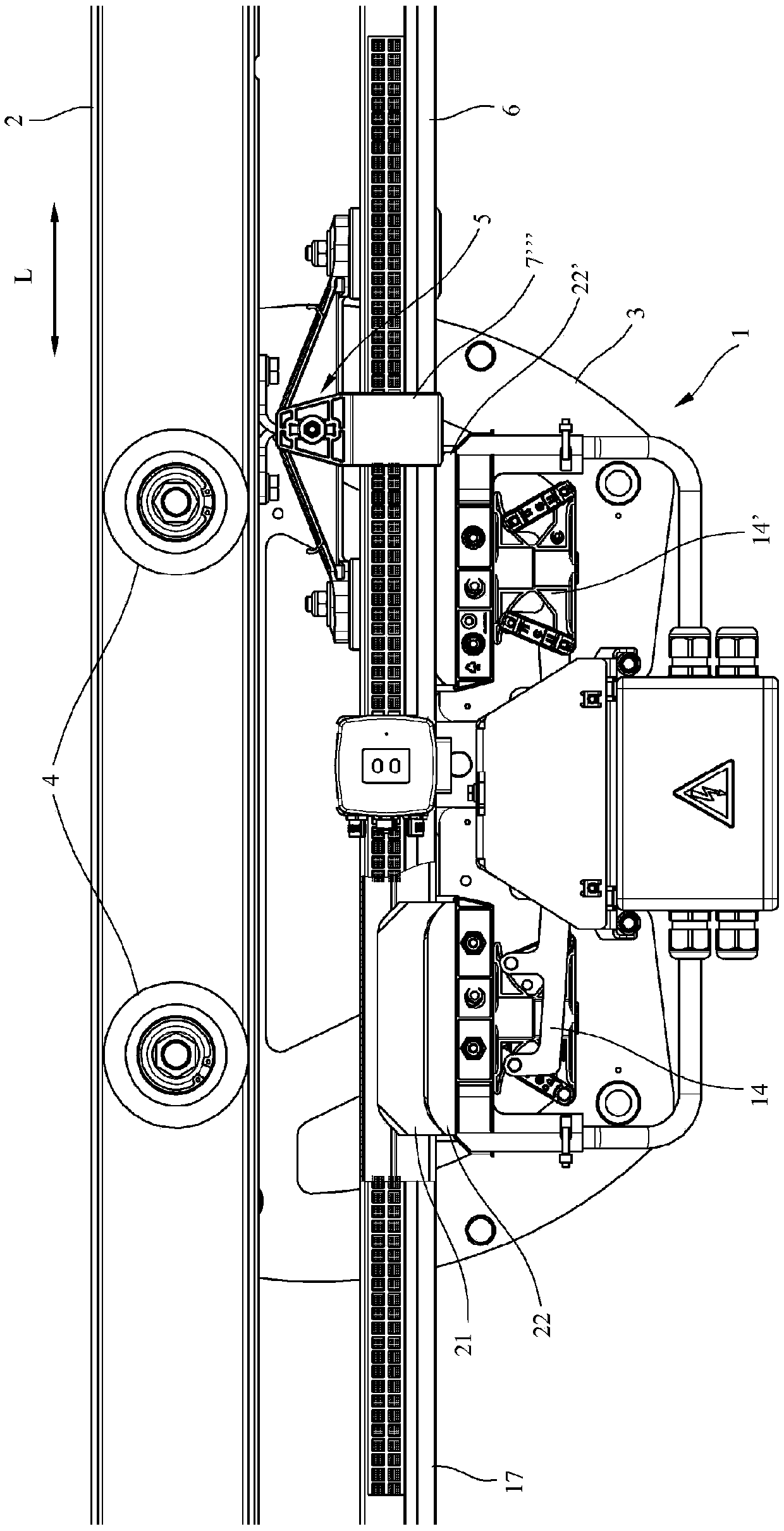 Conductor line, current collector, conductor line system, and method for contactlessly transmitting data