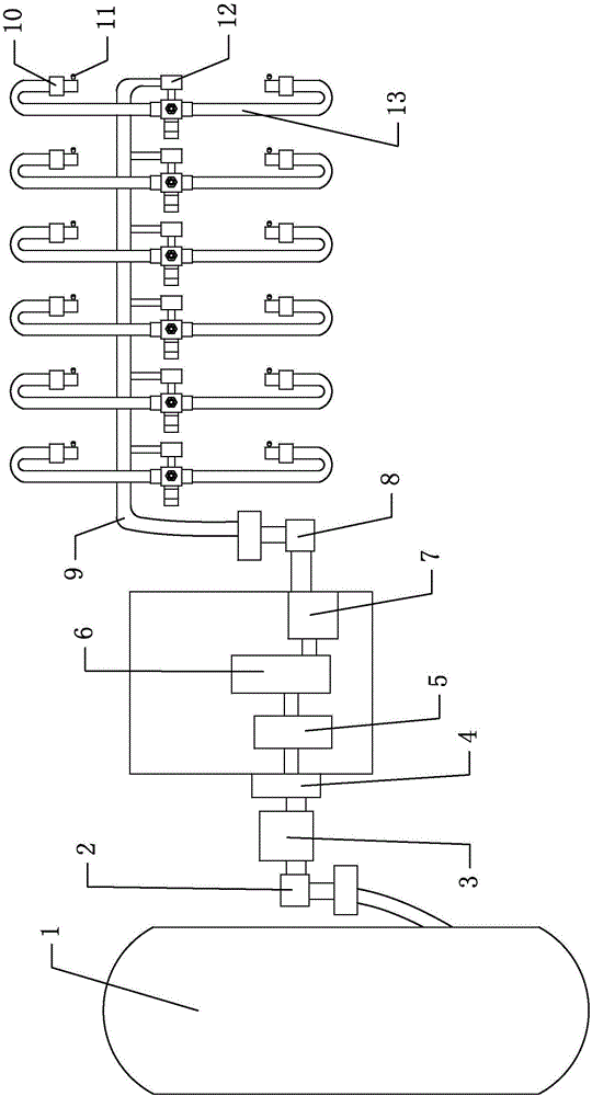 Online automatic inflation system for dual-tire automobile tire