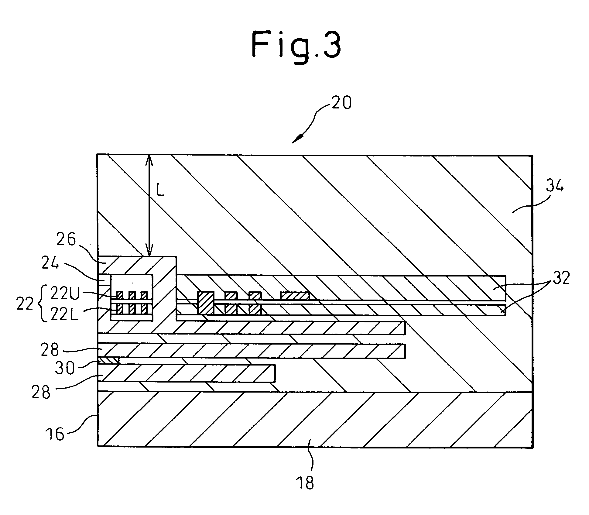 Magnetic head structure with enlarged insulating layer