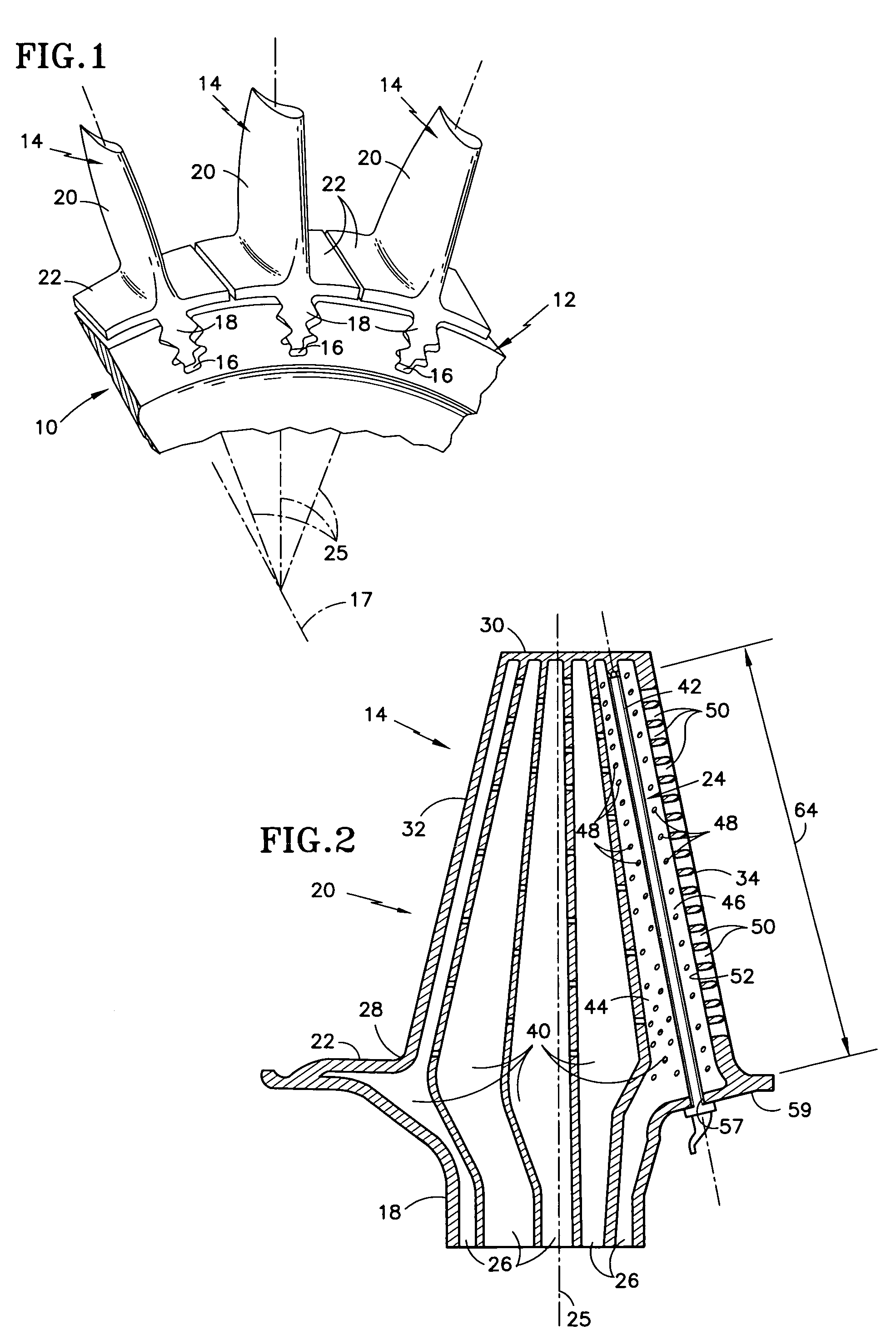 Cooled rotor blade with vibration damping device