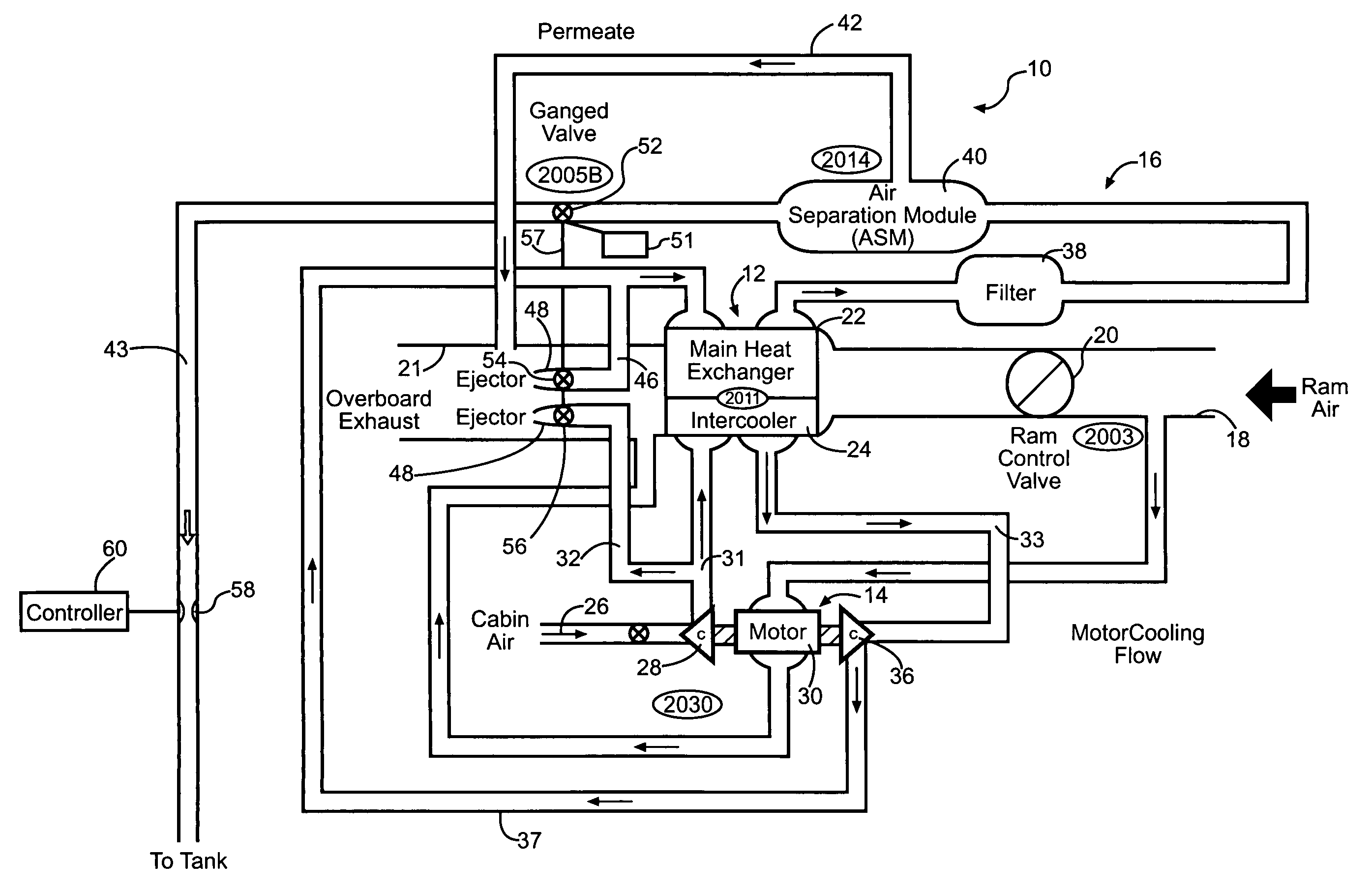 On-board inert gas generation system with compressor surge protection