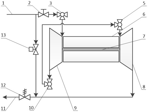 Symmetrically-arranged high-speed double-turbine distributed excess pressure power generation system