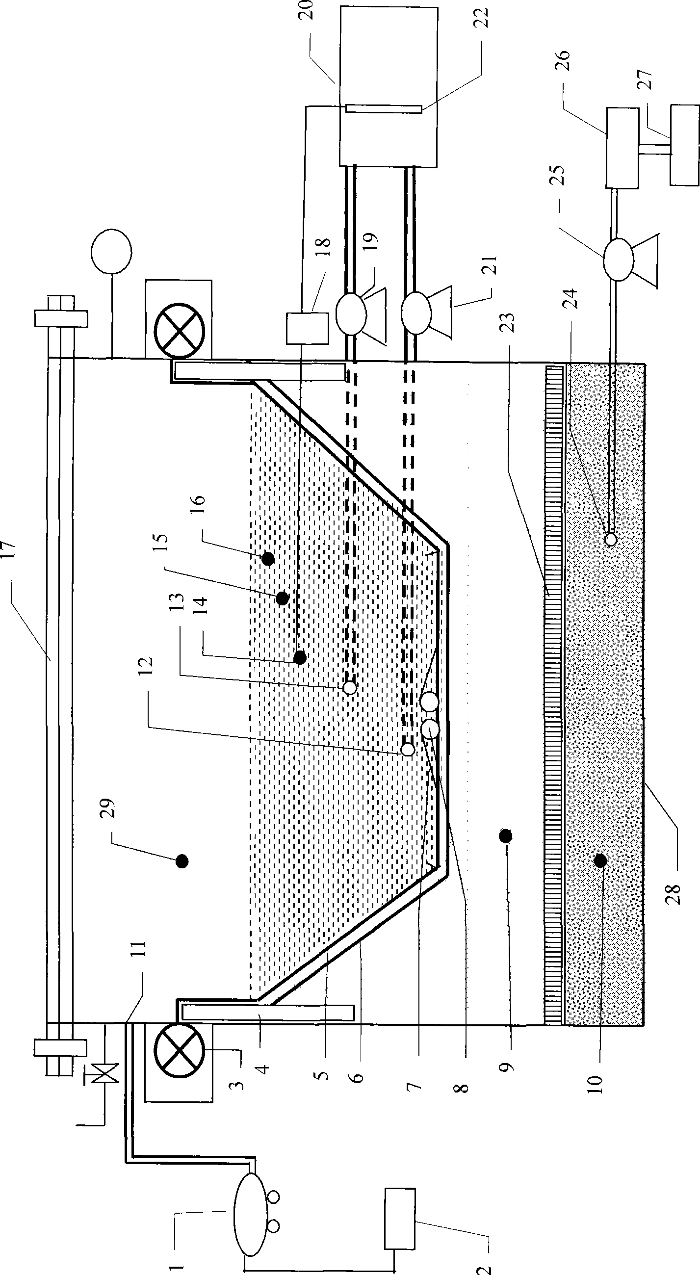 Physical analog test apparatus for canal pollutant transmission under temperature-hydraulic coupling action