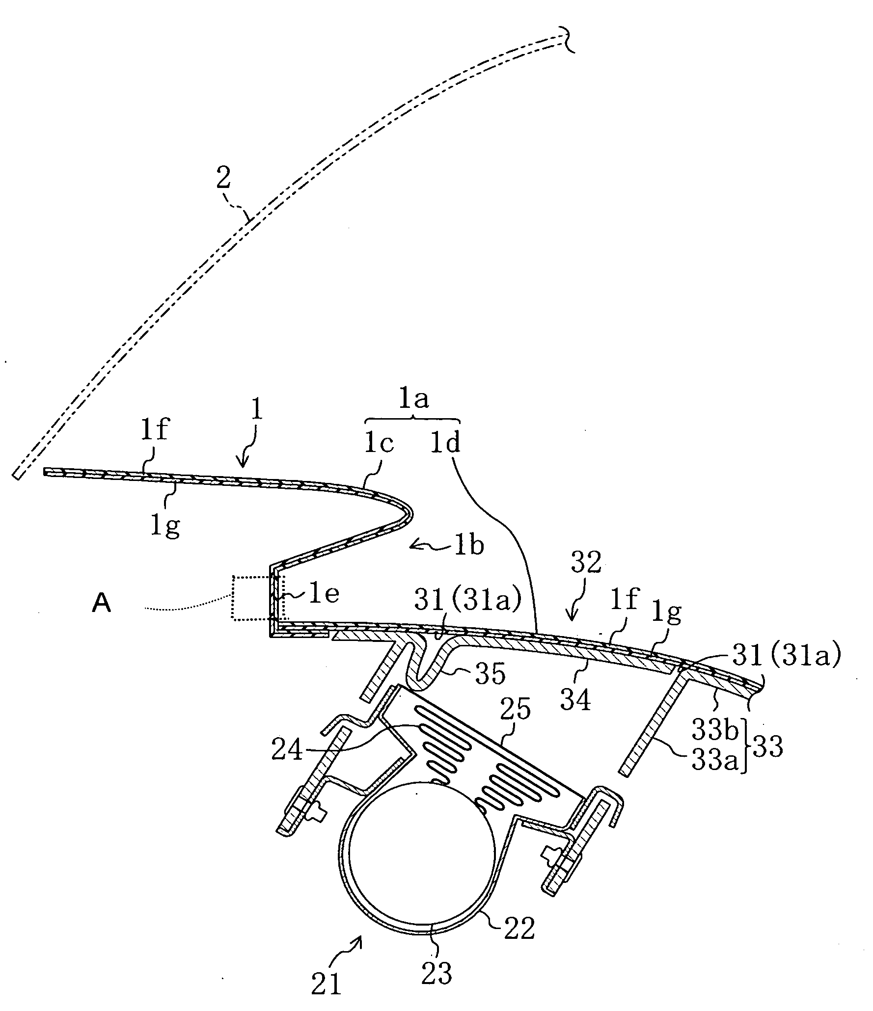 Instrument panel structure with airbag unit